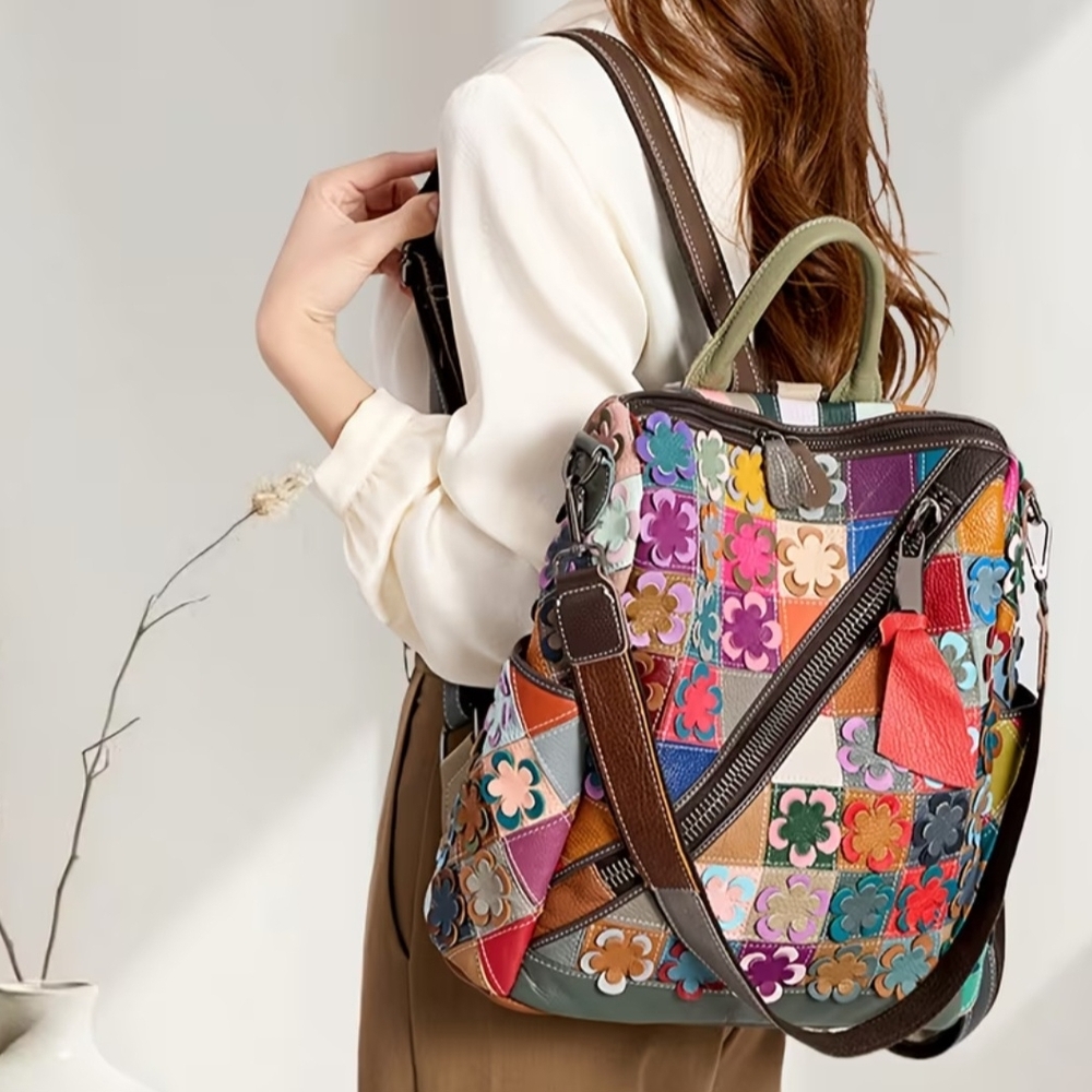 Floral Patchwork Women's Backpack NWT - image 5
